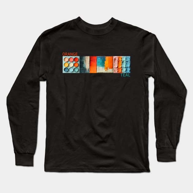 Orange Teal Palette Long Sleeve T-Shirt by Polyshirt